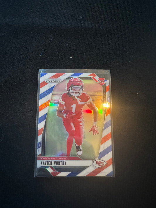 2024 Xavier Worthy Red, White, Blue Prizm