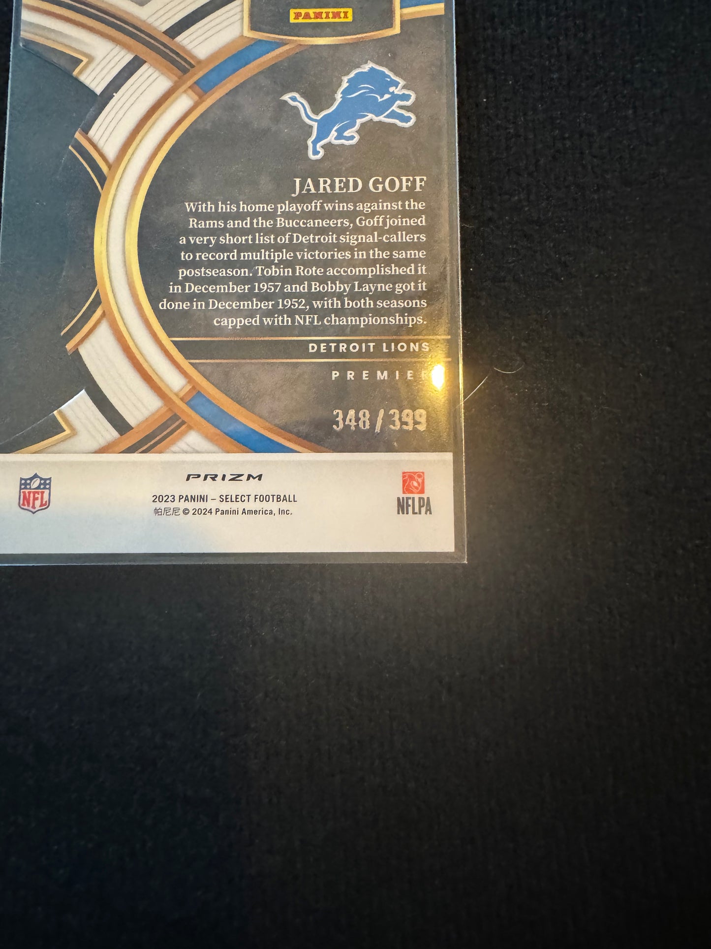 2024 Jared Goff Select Premier Orange 348/399